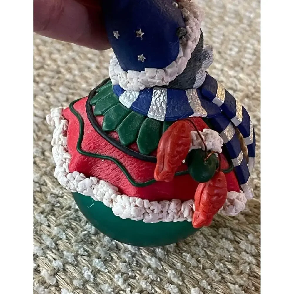 fat cat Christmas ornament blown glass ball